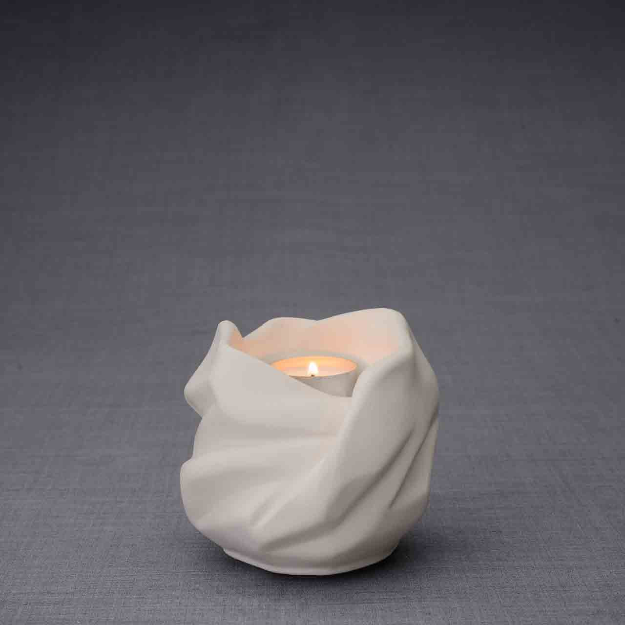 Comfort Candle Keepsake Urn in Matte White Dark Background