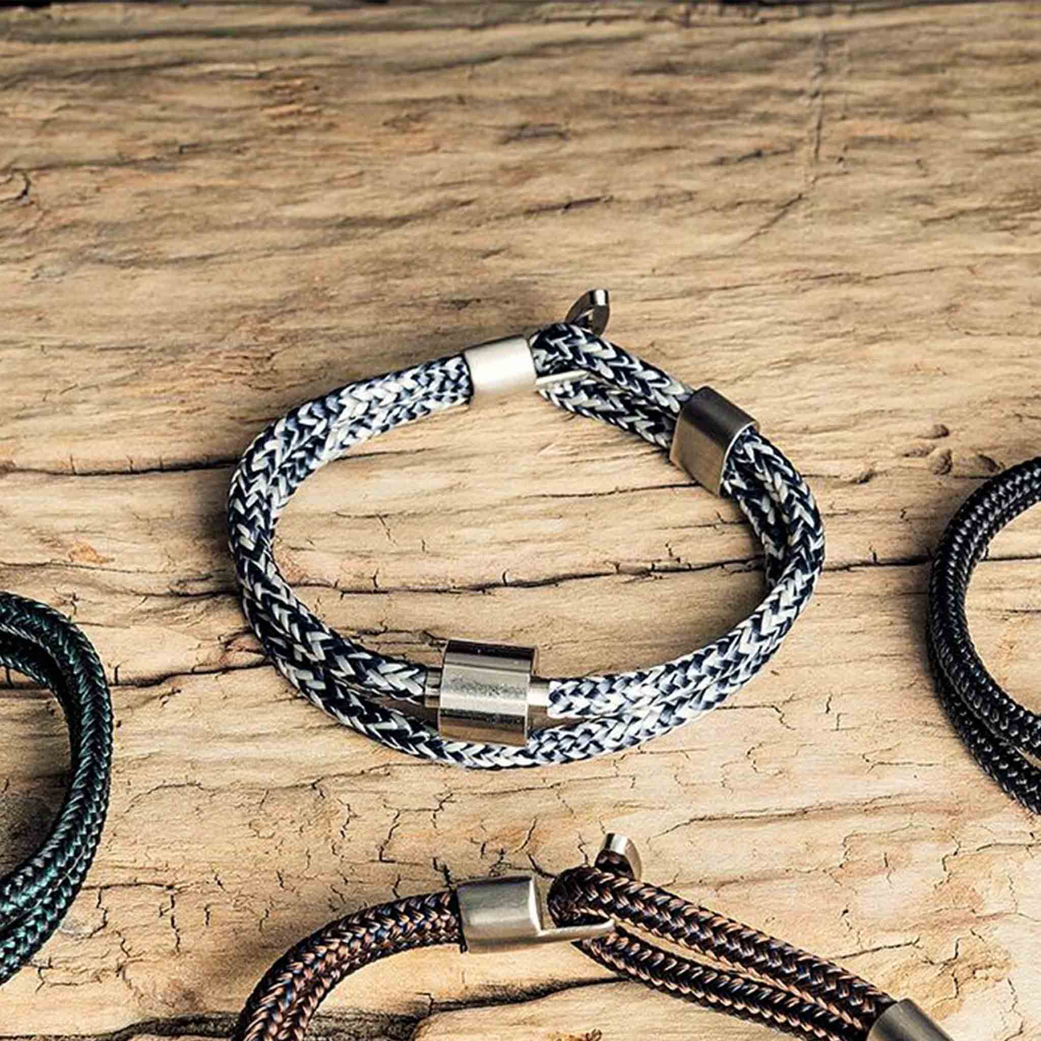 Corded Ashes Bracelet for Men in Denim Blue Black Brown