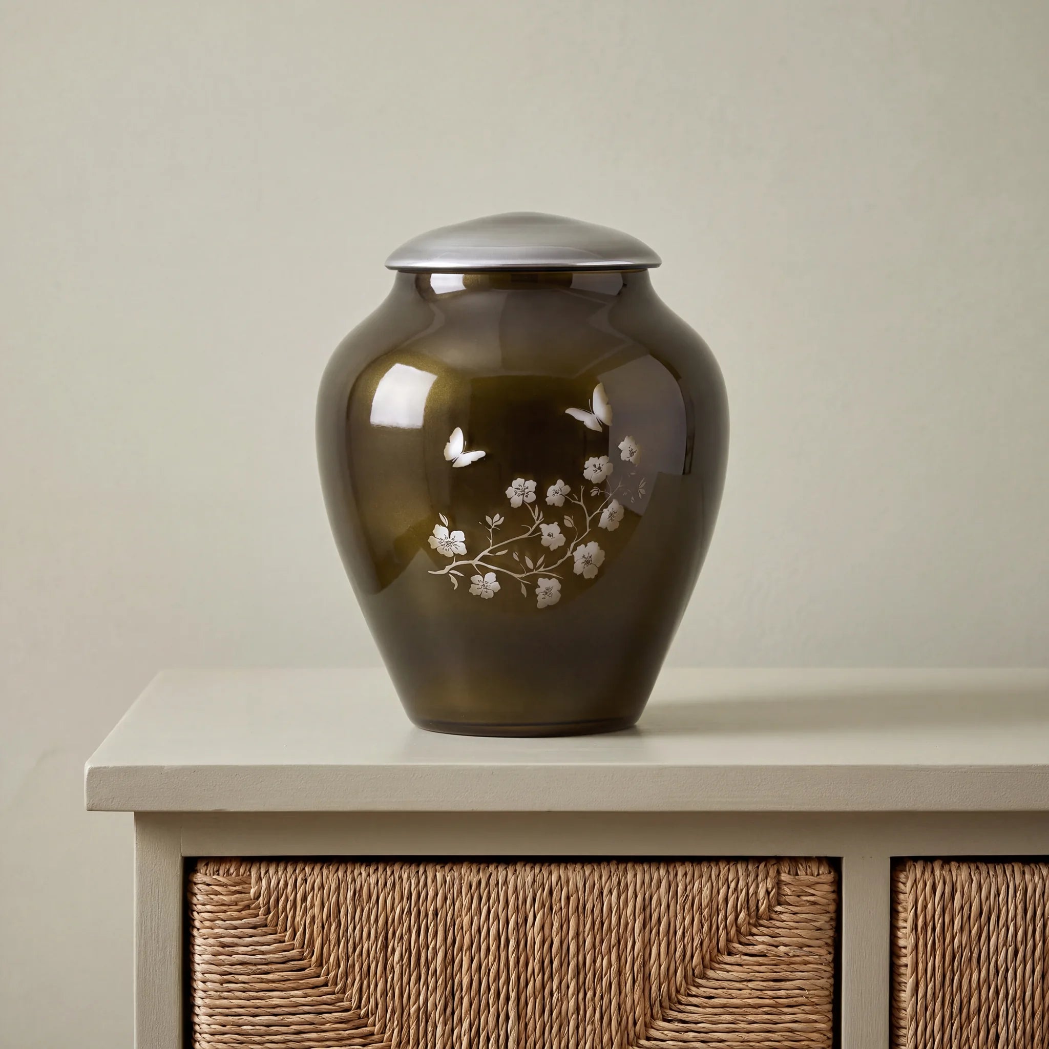 Crystal Blossom Adult Cremation Urn for Ashes in Green