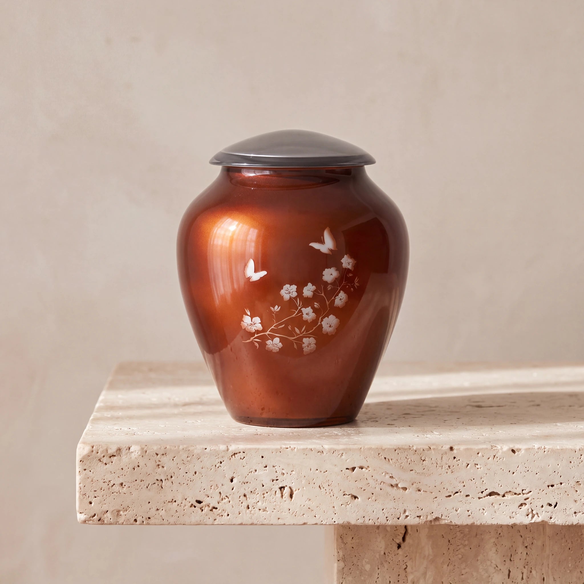Crystal Blossom Adult Cremation Urn for Ashes in Terracotta