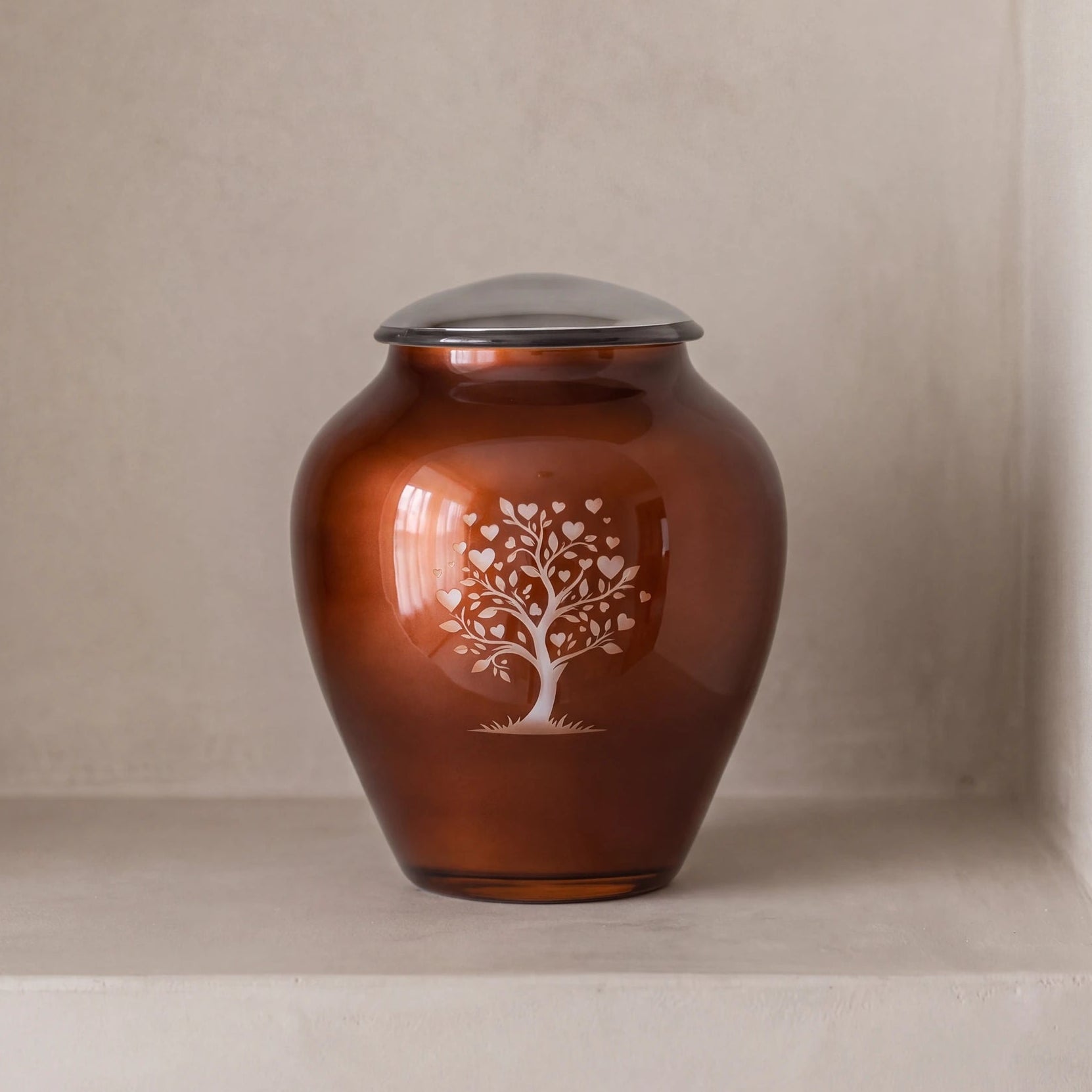 Crystal Tree Adult Cremation Urn for Ashes in Terracotta