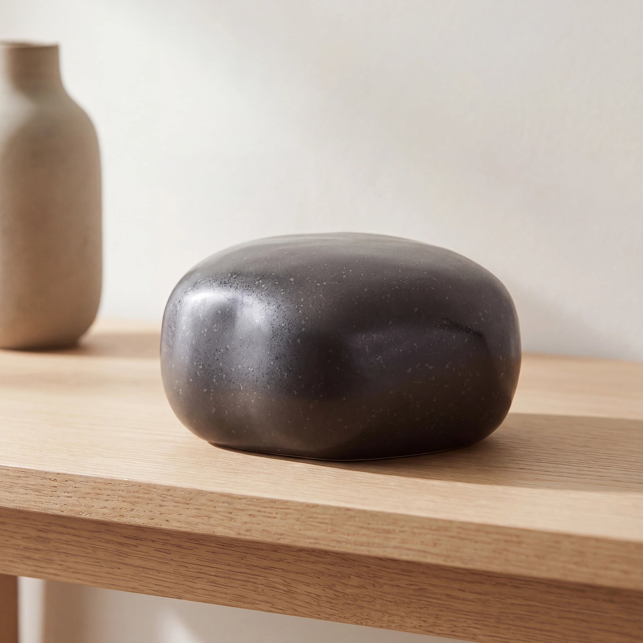Cuddle-Stone-Keepsake-Urn-for-Ashes-in-Steel-Grey-Oak-Console