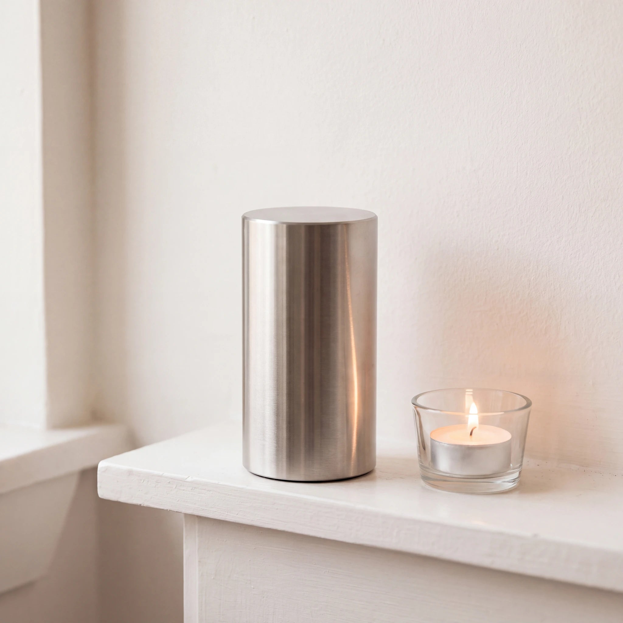 Cylinder-Small-Urn-for-Ashes-in-Stainless-Steel-keepsake_tealight_ledge