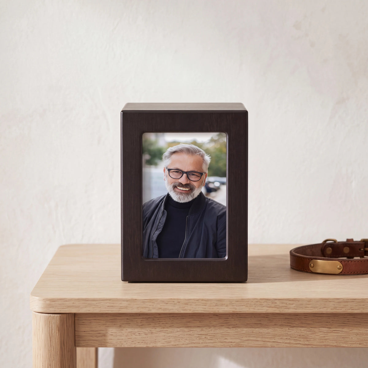 Dark-Wood-Effect-MDF-Photo-Frame-Medium-Urn-for-Ashes-On-the-Console