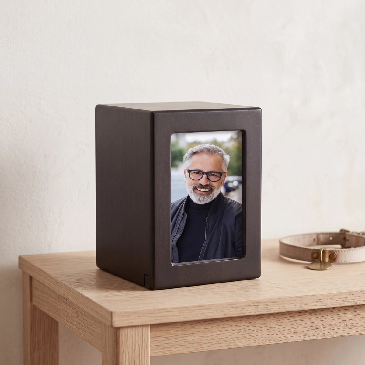 Dark-Wood-Effect-MDF-Photo-Frame-Medium-Urn-for-Ashes-Side-View