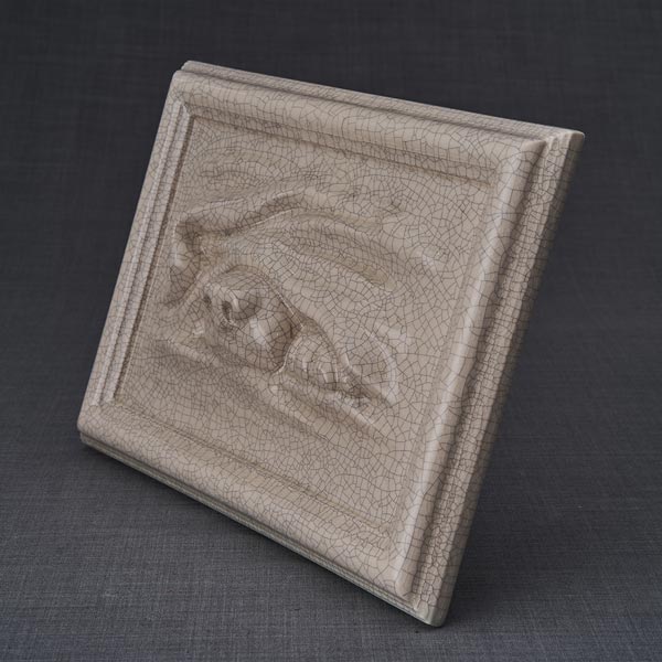 Dog Cremation Urn For Pets Ashes In Crackle Glaze Left View