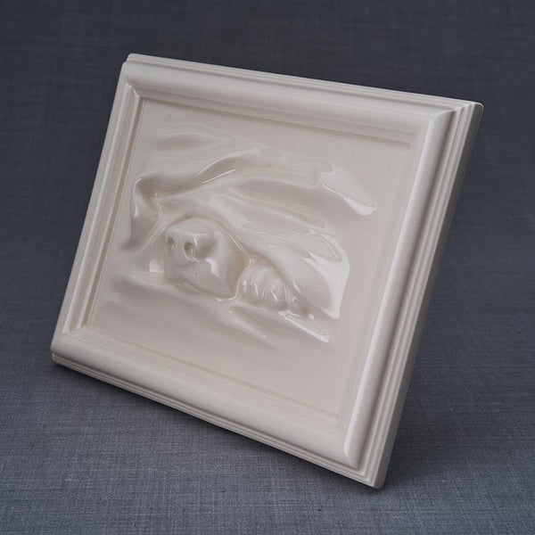 Dog Cremation Urn For Pets Ashes In Cream Left View