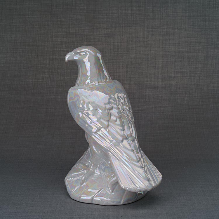 Eagle Adult Cremation Urn for Ashes in Pearlescent White