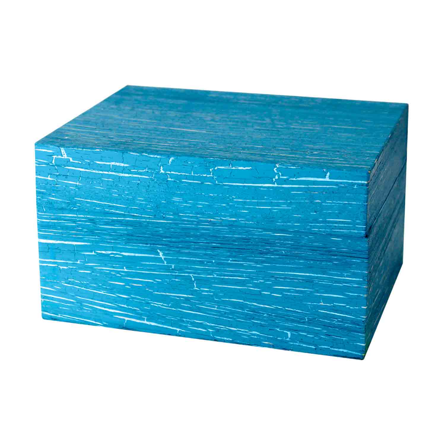 EarthUrn Chest Biodegradable Urn for Ashes in Antique Turquoise Blue - Small