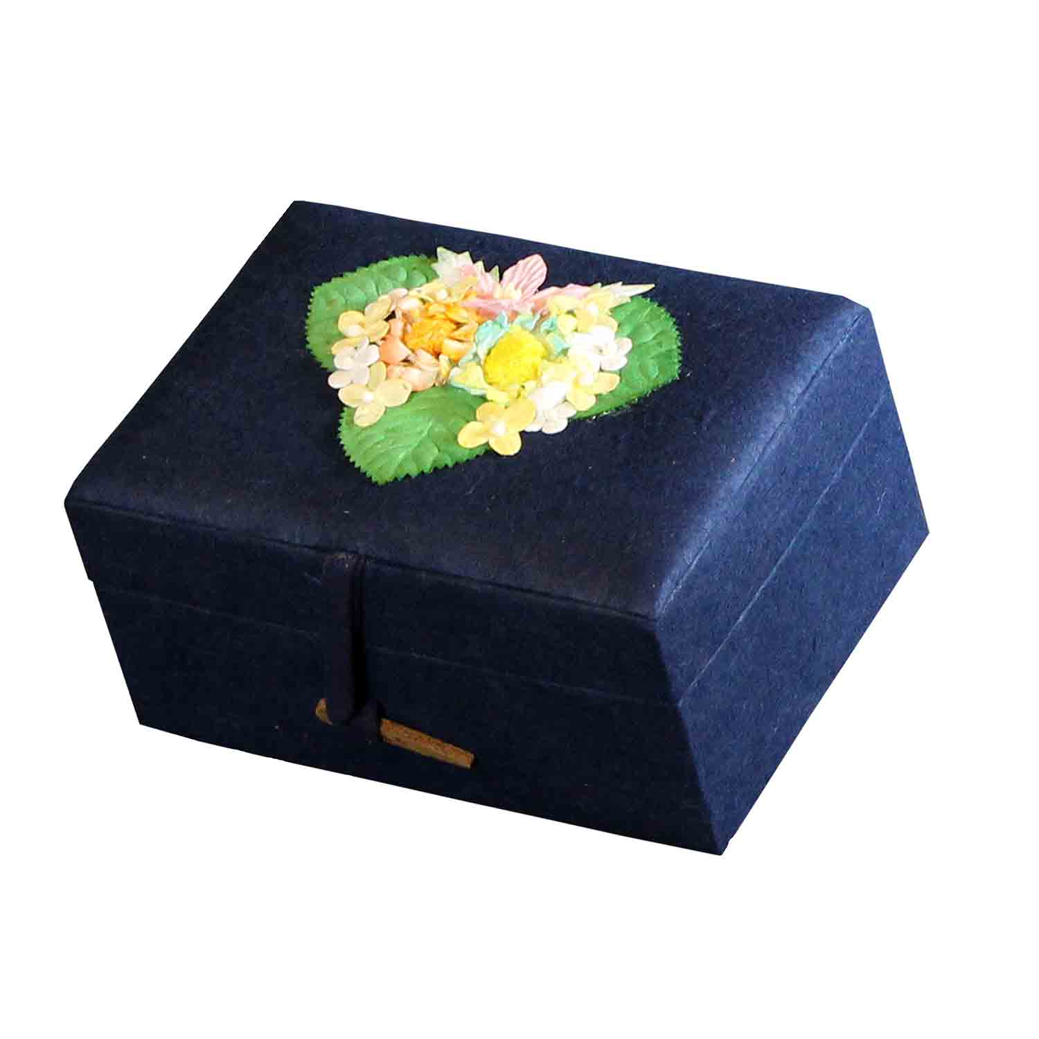 EarthUrn Chest Biodegradable Urn for Ashes in Blue with Flowers - Small
