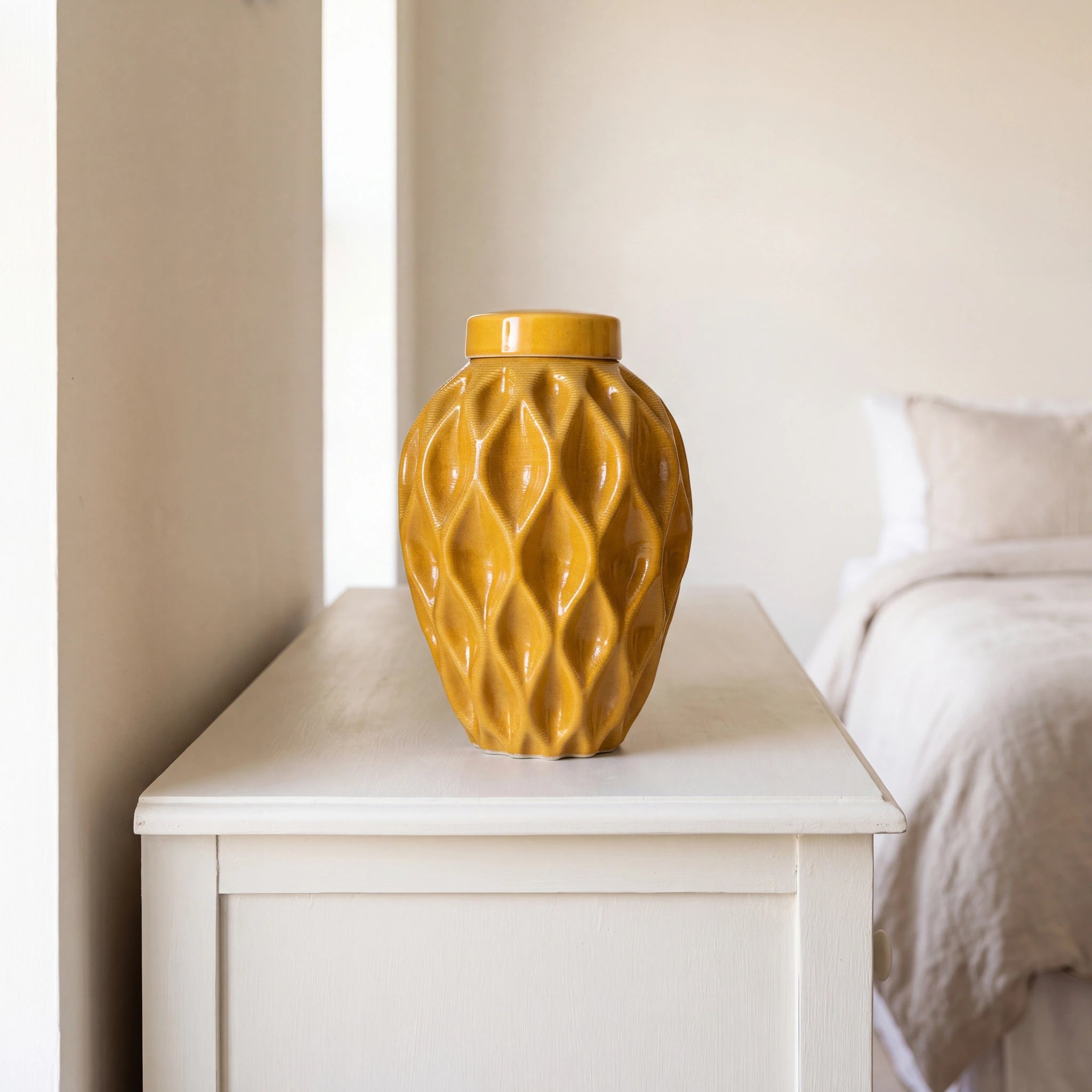 Echo Adult Cremation Urn for Ashes in Amber Yellow