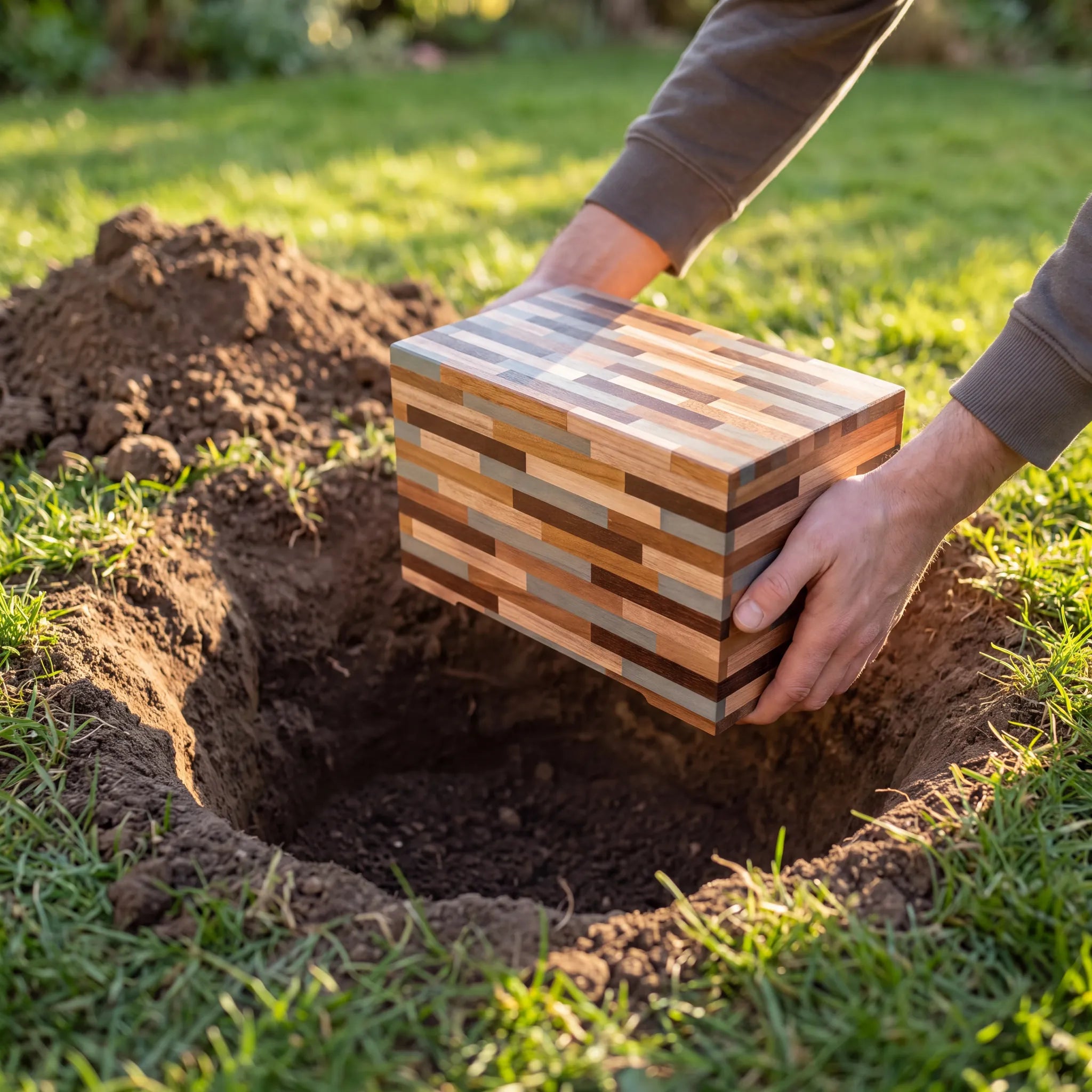 Eco-friendly Horizontal Wooden Adult Urn for Ashes