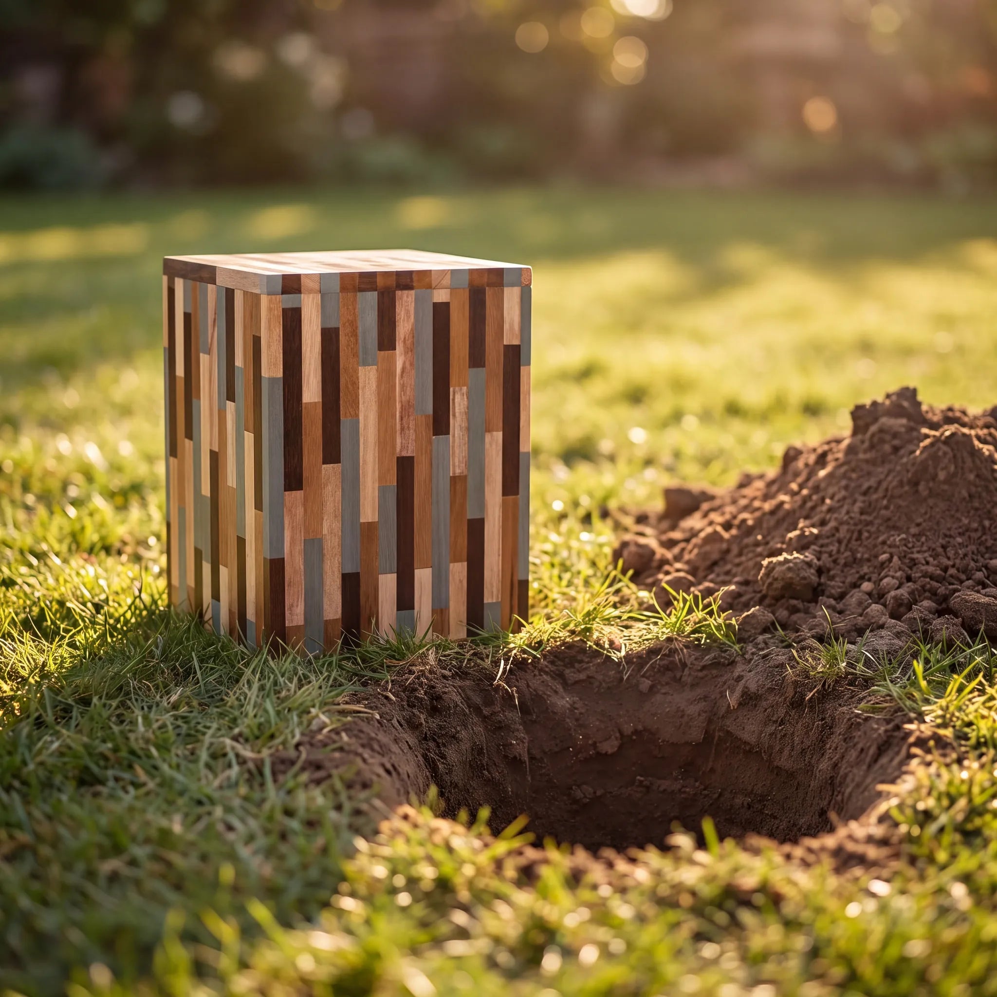 Eco-friendly Vertical Wooden Adult Urn for Ashes