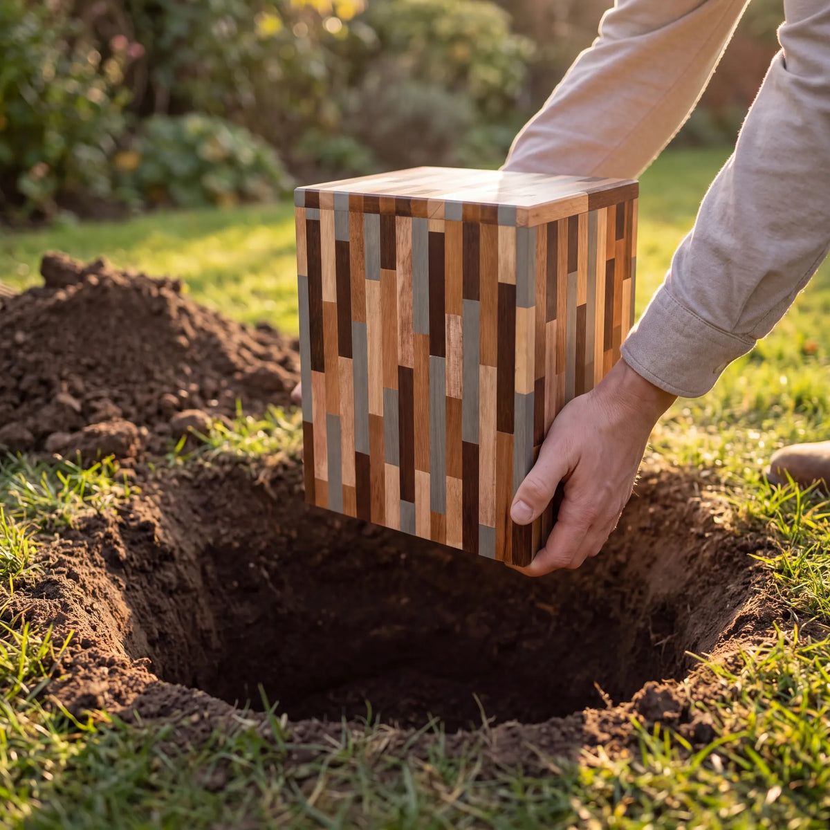 Eco-friendly Vertical Wooden Adult Urn for Ashes