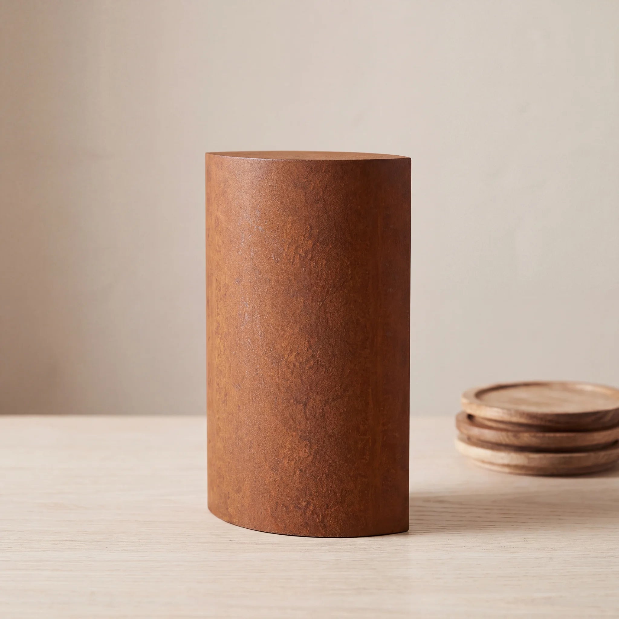 Ellipse-Small-Urn-for-Ashes-in-Corten-Steel-keepsake_stacked_coasters