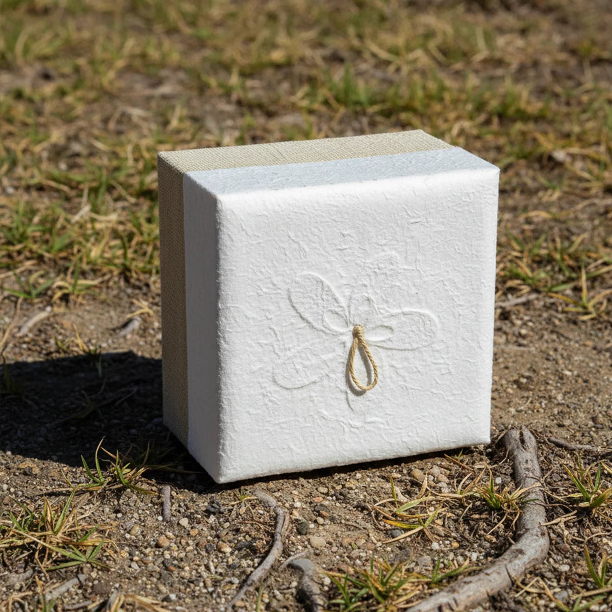 Embrace Biodegradable Urn for Ashes in White Hemp - Medium