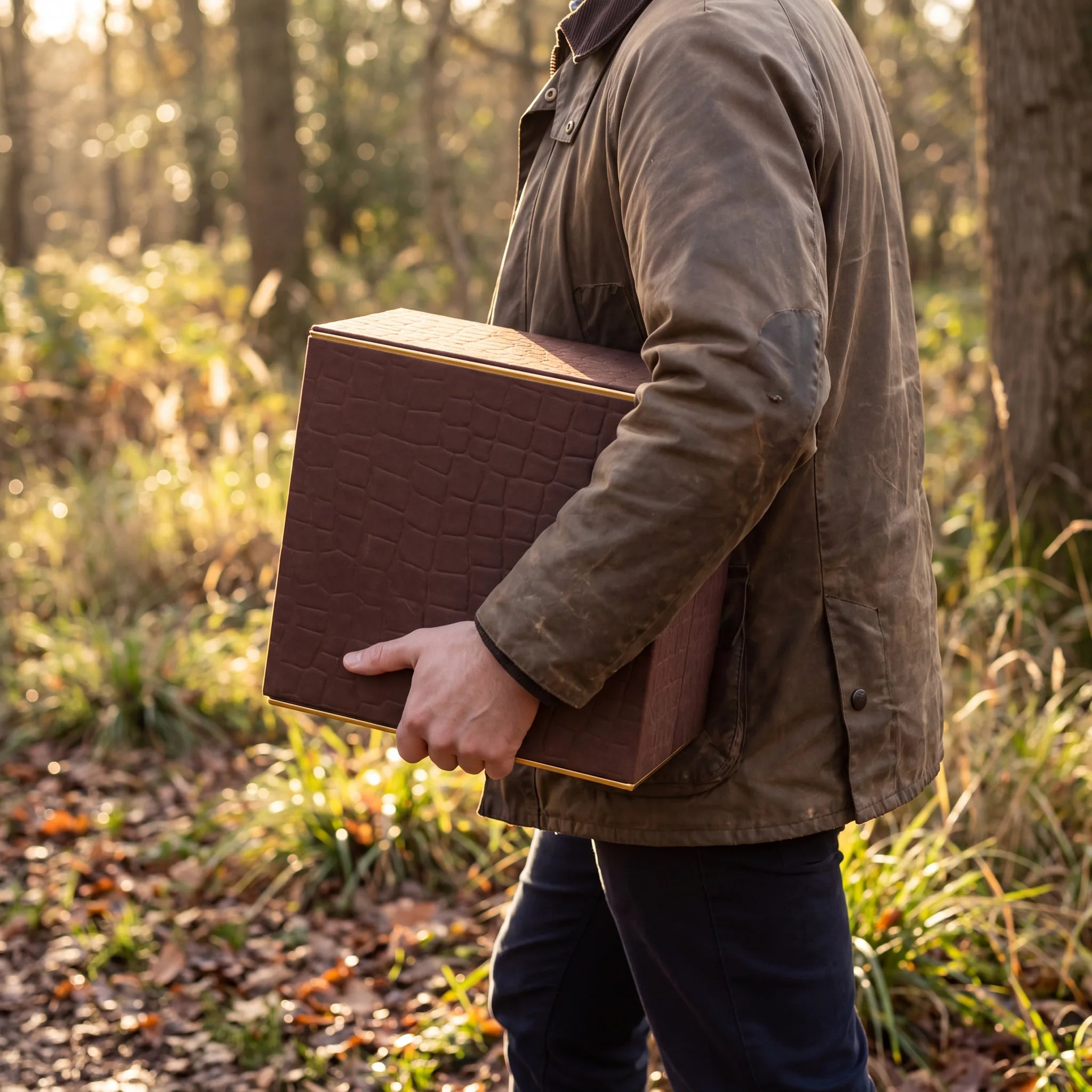 Embrace Biodegradable Urn for Ashes in Embossed Brown - Adult