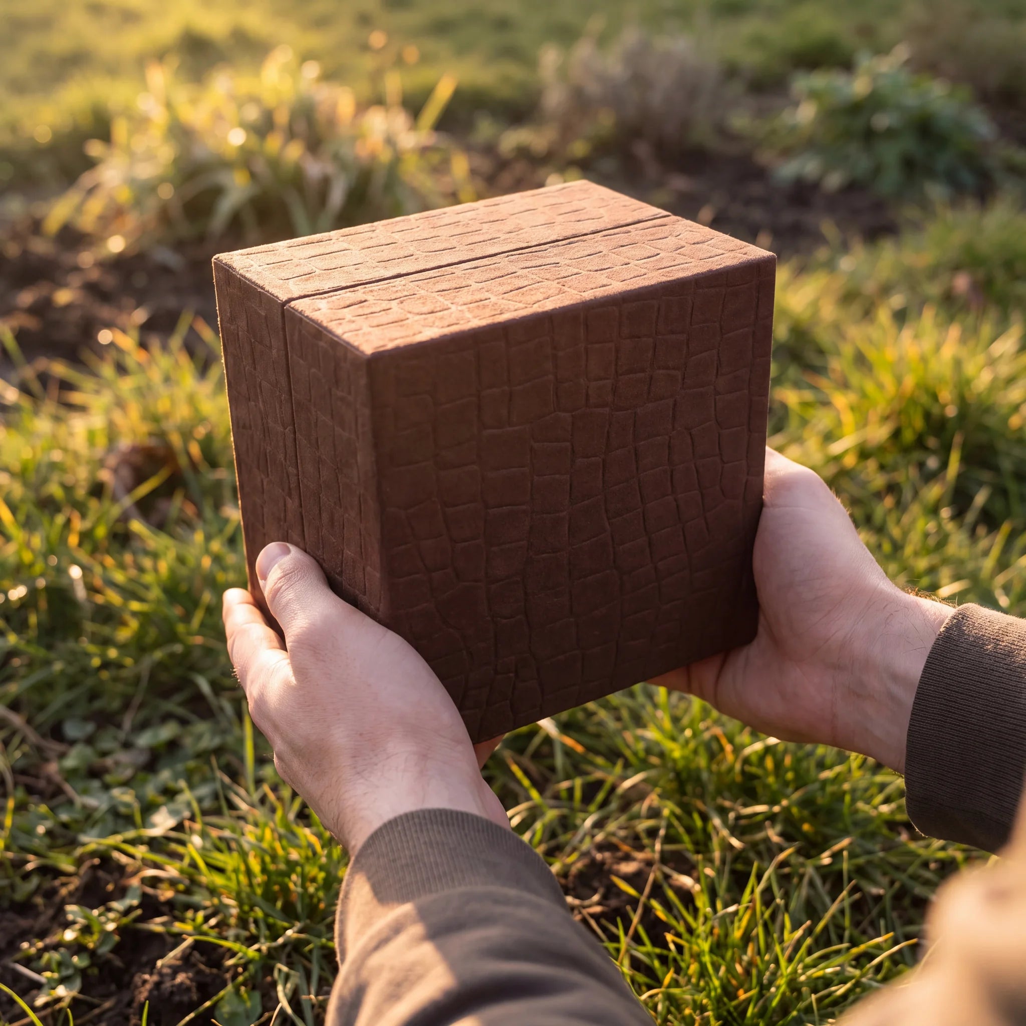 Embrace Biodegradable Urn for Ashes in Embossed Brown - Medium