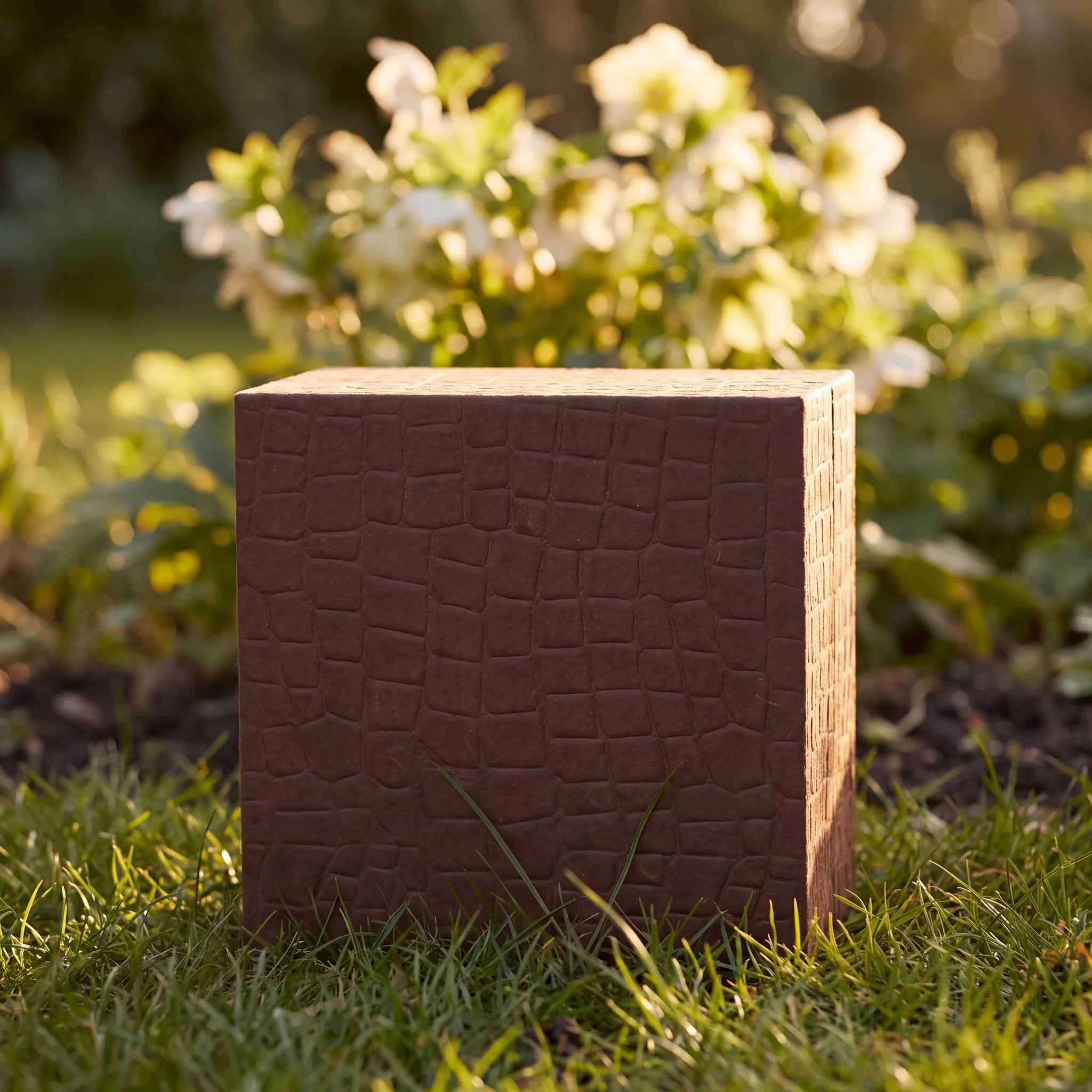 Embrace Biodegradable Urn for Ashes in Embossed Brown - Medium