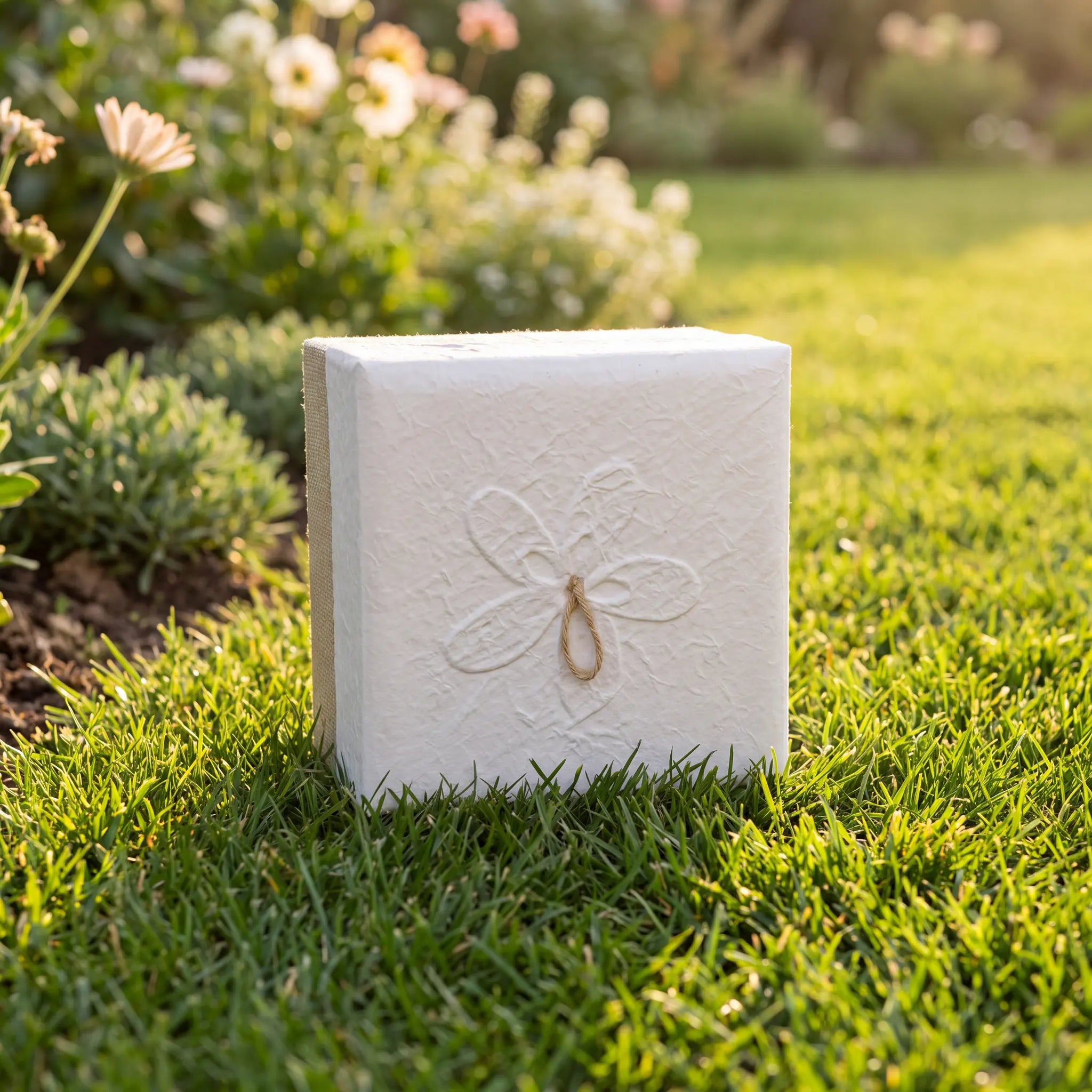 Embrace Biodegradable Urn for Ashes in White Hemp - Medium