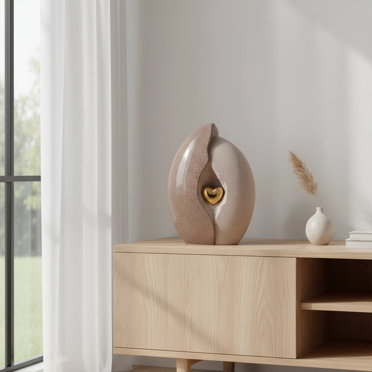 Embrace Heart Cremation Urn for Ashes in Brown and Gold