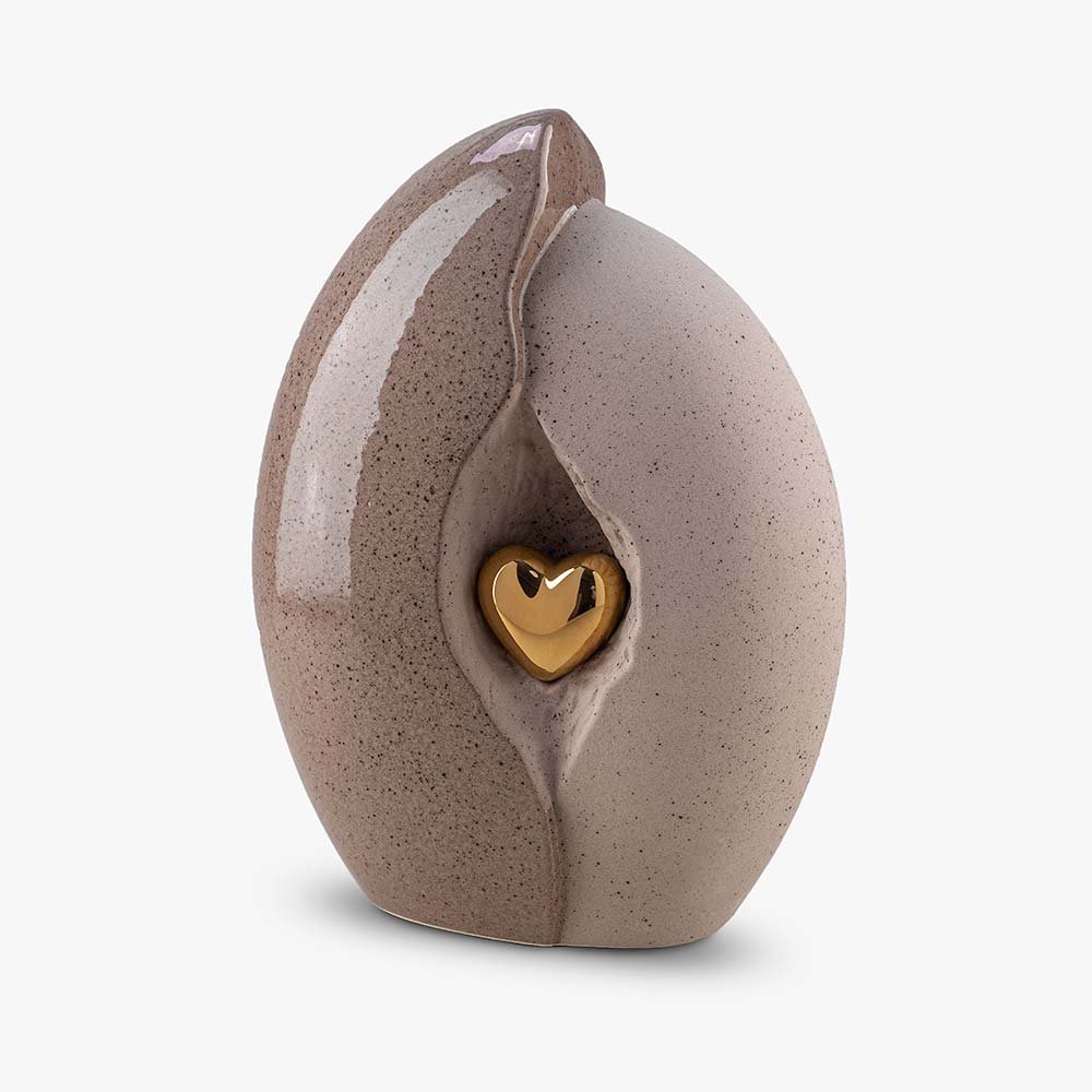 Embrace Heart Cremation Urn for Ashes in Brown and Gold