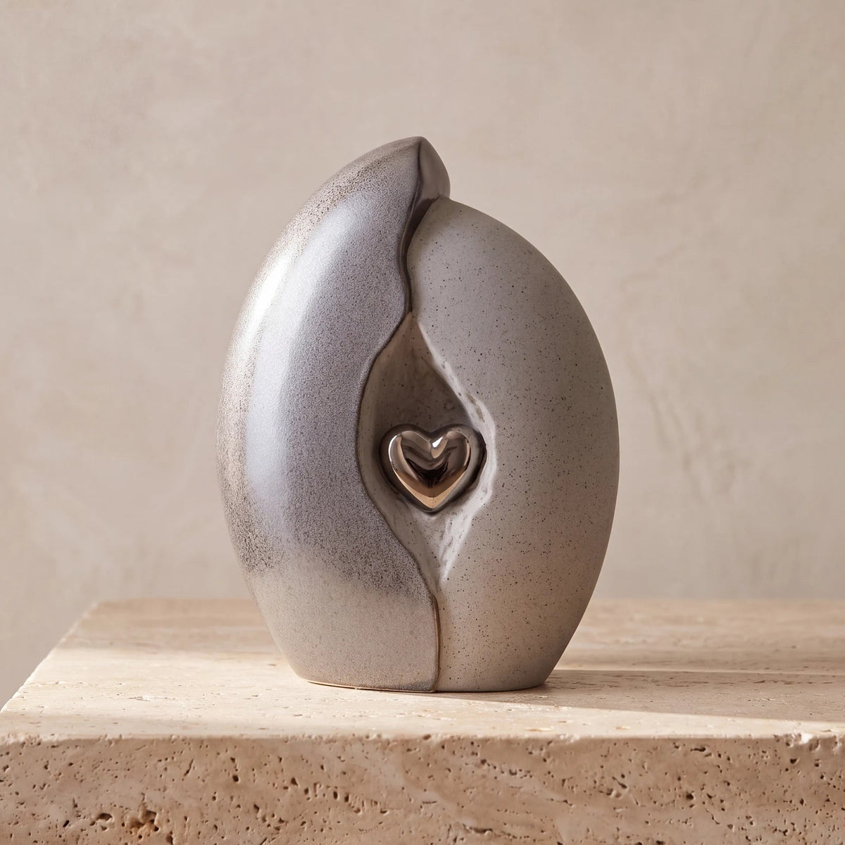 Embrace Heart Cremation Urn for Ashes in Grey and Silver