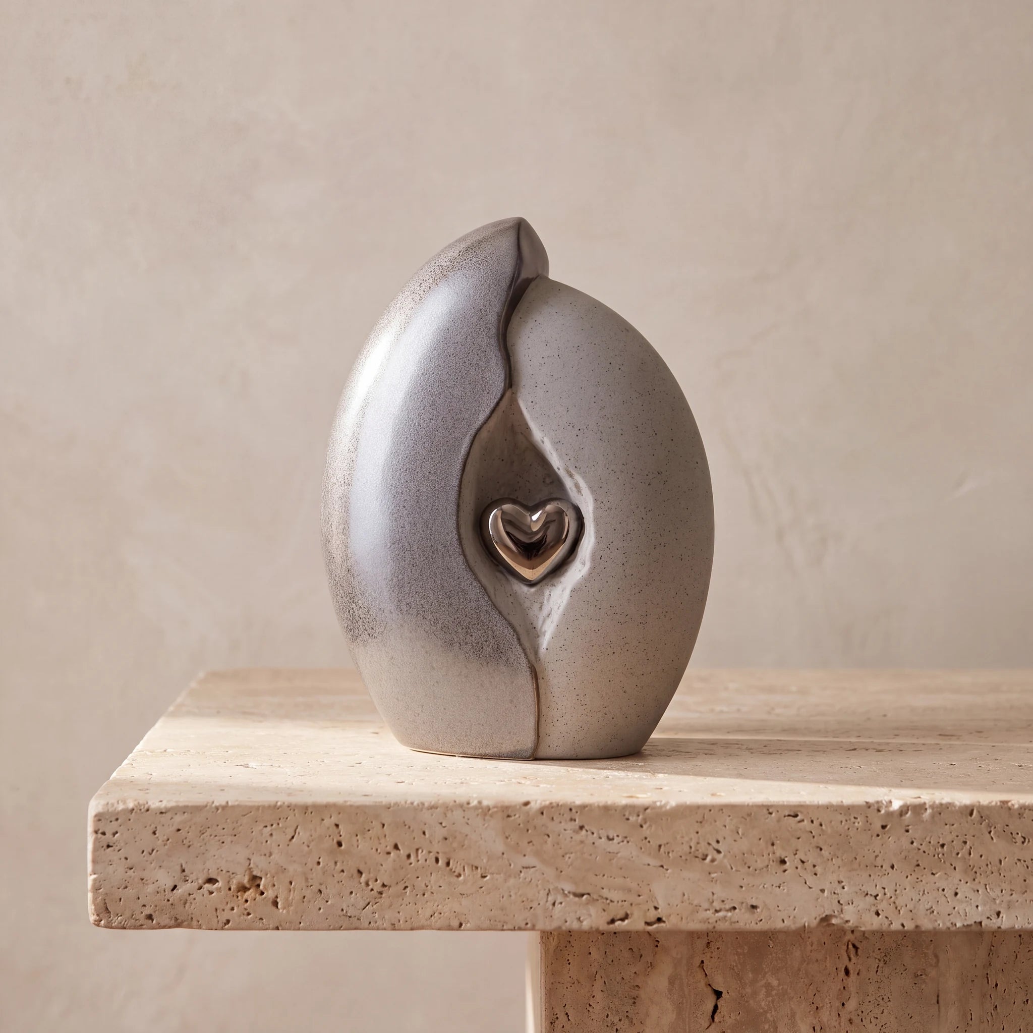 Embrace Heart Cremation Urn for Ashes in Grey and Silver