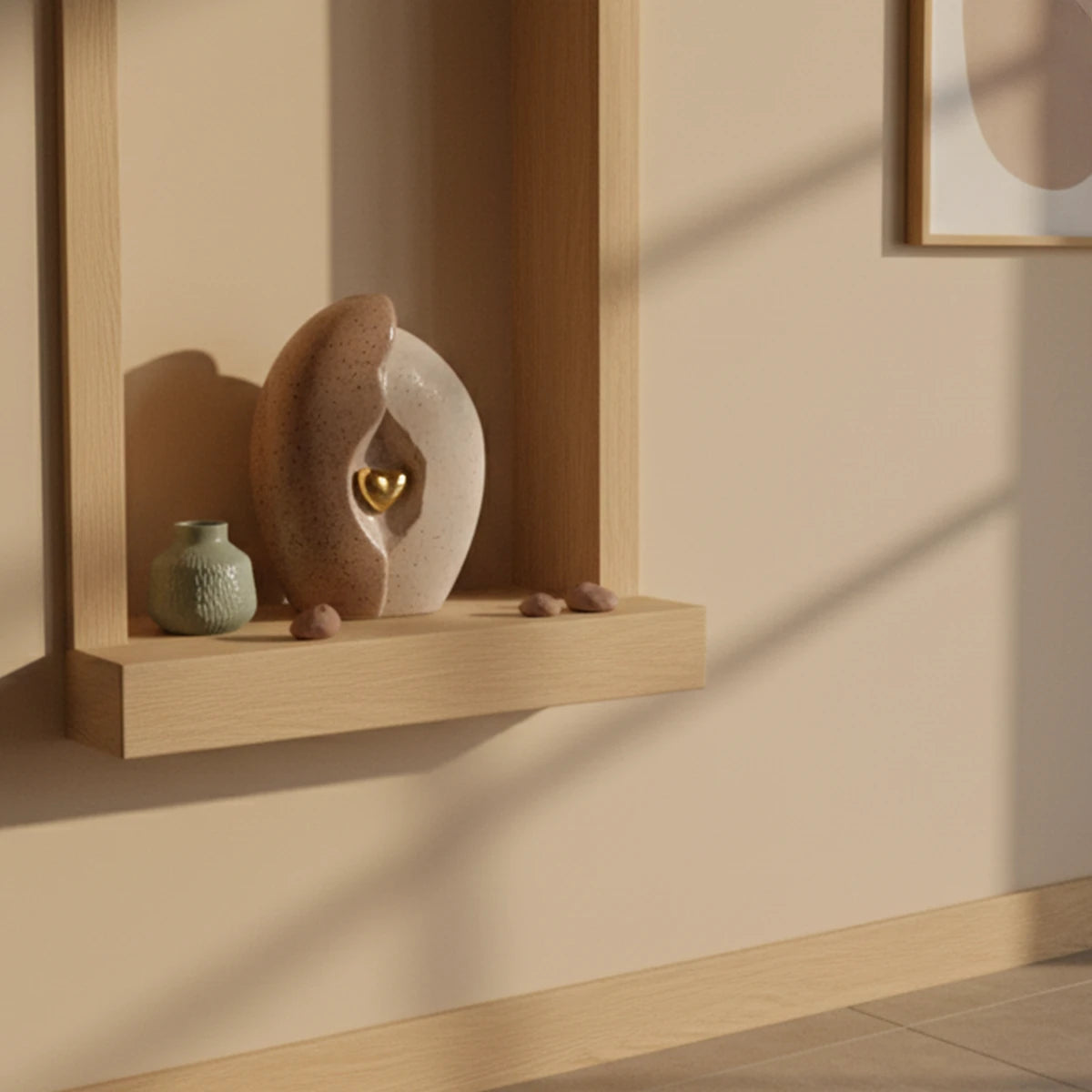 Embrace Heart Small Urn for Ashes in Brown and Gold