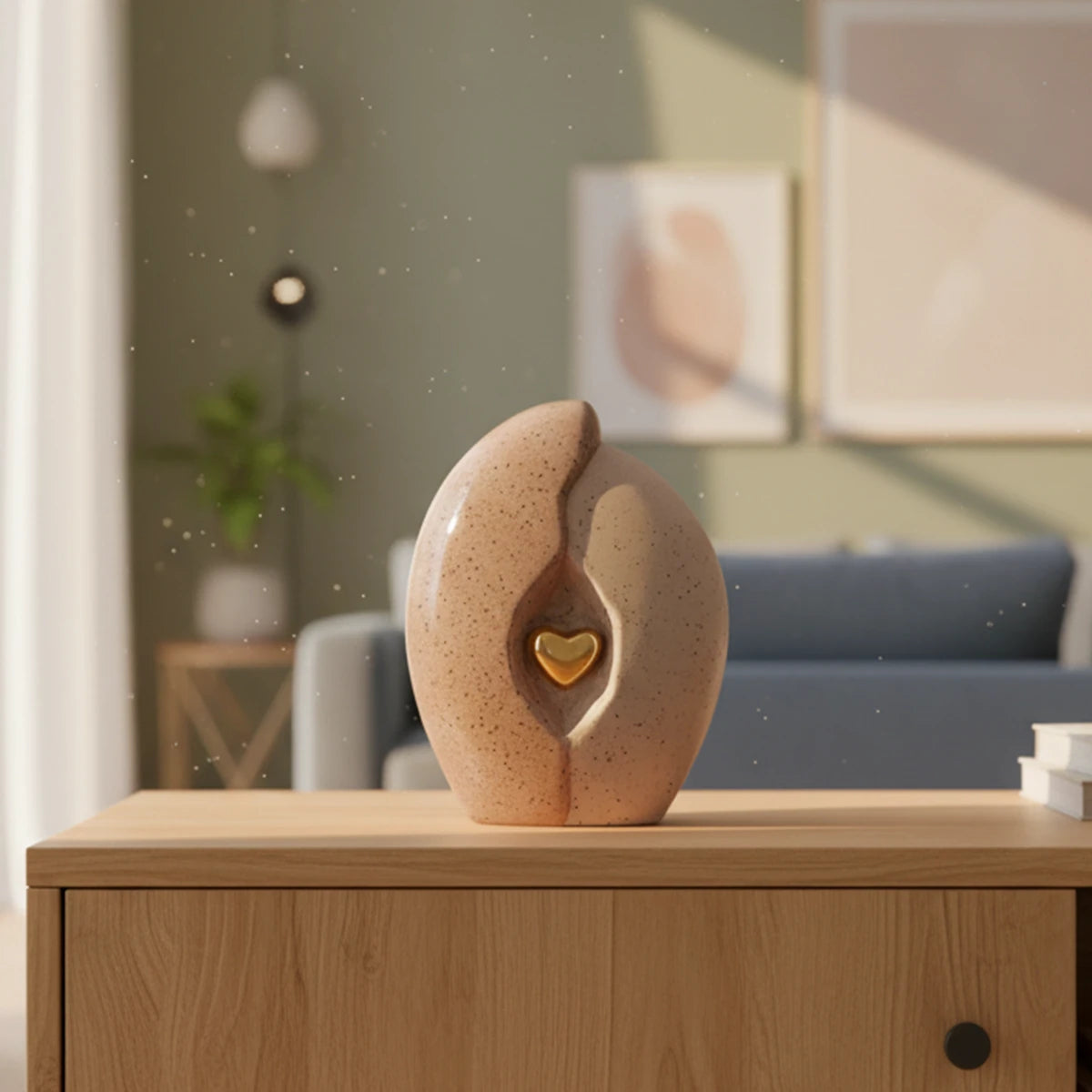 Embrace Heart Small Urn for Ashes in Brown and Gold