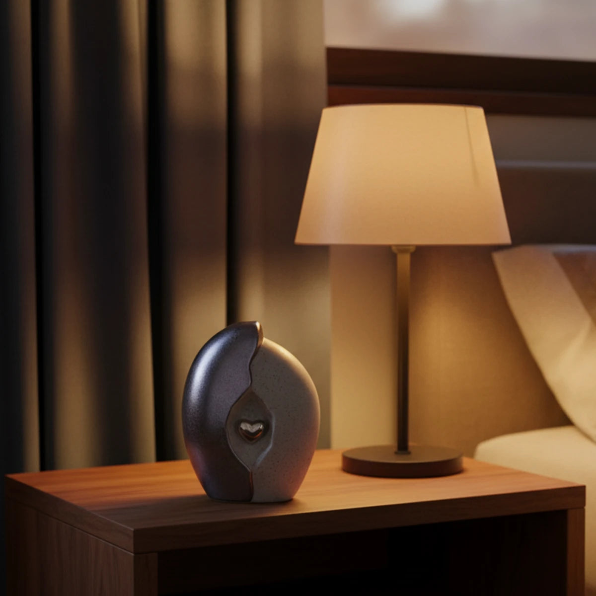 Embrace Heart Small Urn for Ashes in Grey and Silver