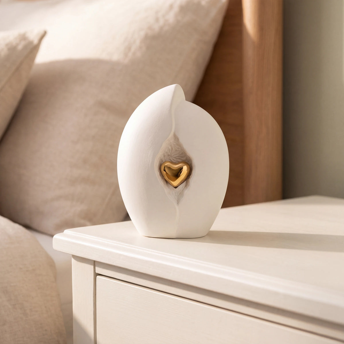 Embrace-Heart-Small-Urn-for-Ashes-in-White-and-Gold-Bedroom-Chest