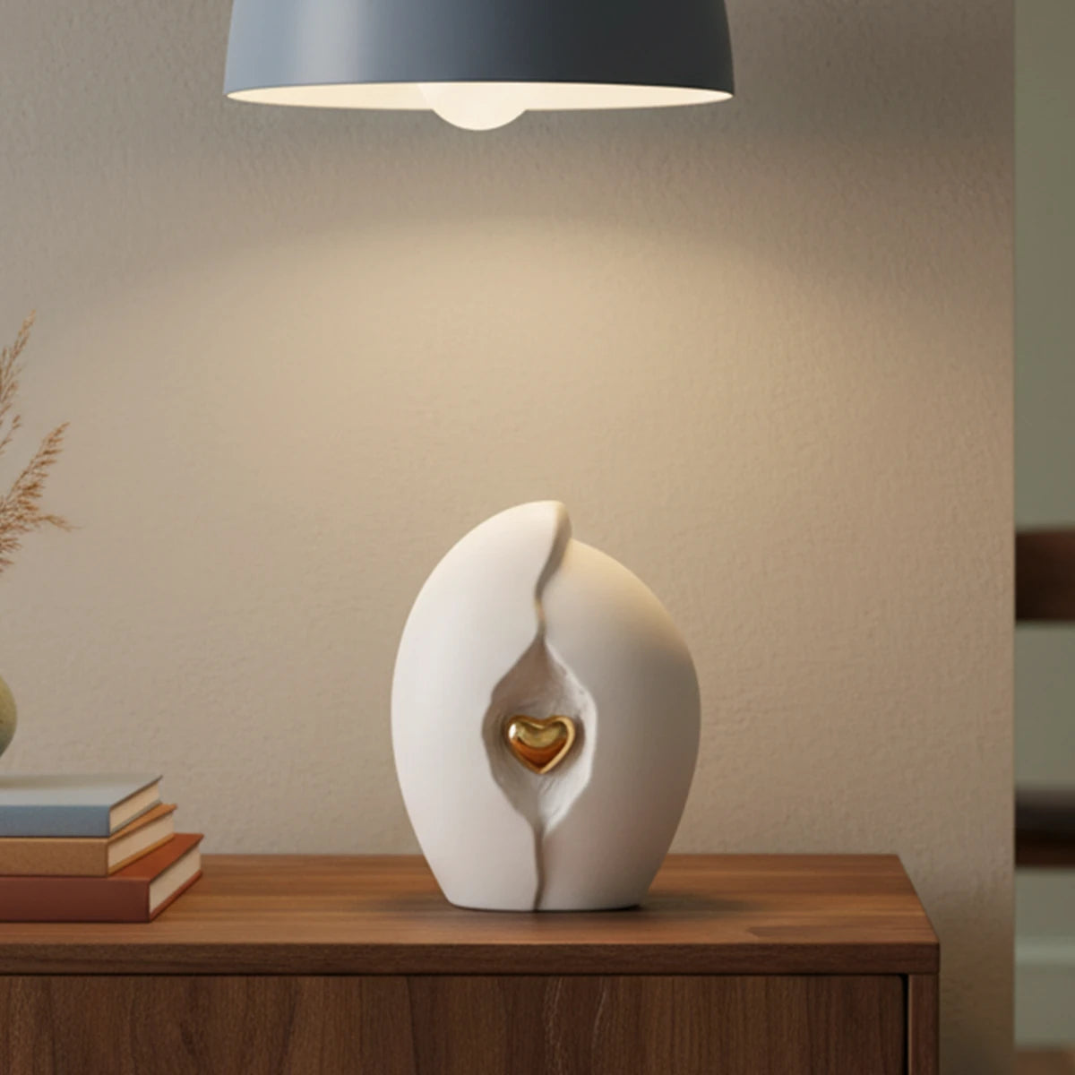 Embrace Heart Small Urn for Ashes in White and Gold