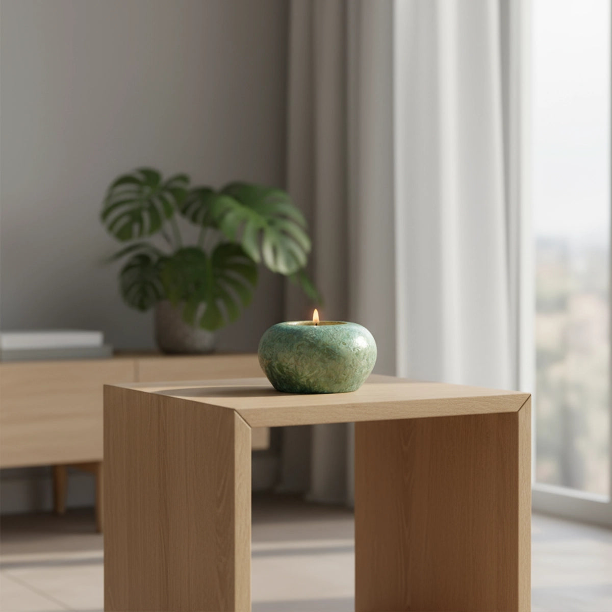 Emerald Green Crystalline Glazed Keepsake Urn for Ashes