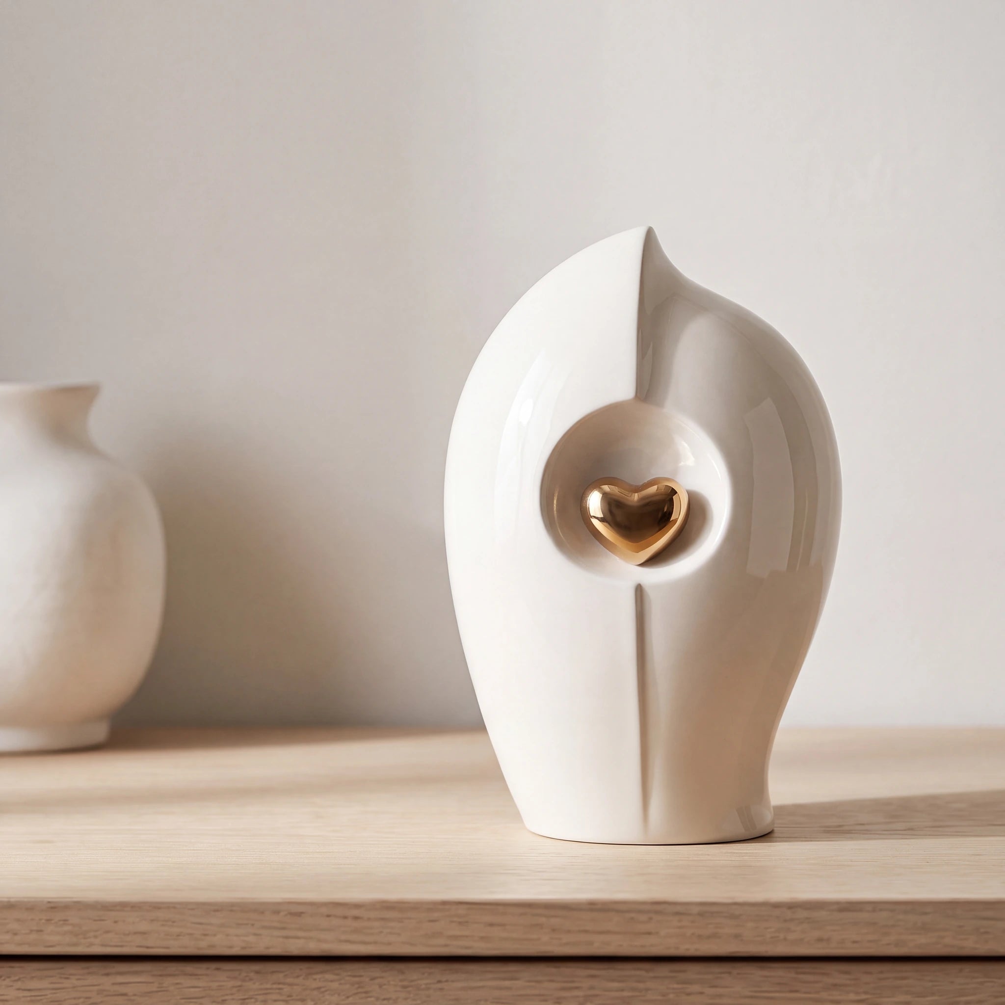 Enduring Heart Adult Cremation Urn for Ashes in Ivory and Gold