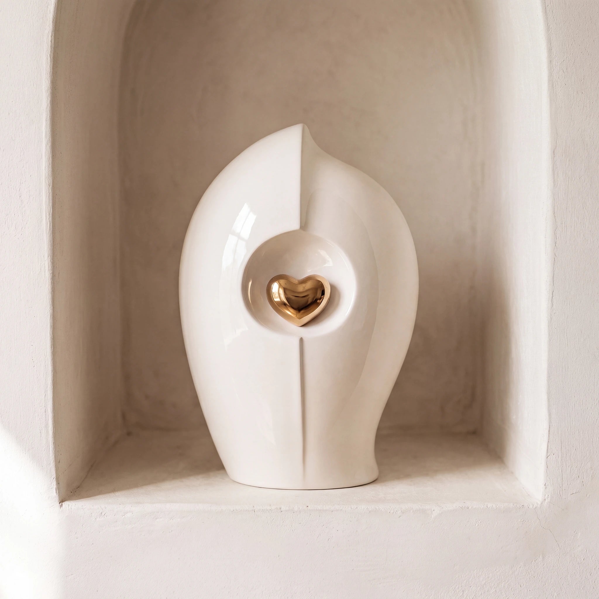 Enduring Heart Medium Urn for Ashes in Ivory and Gold