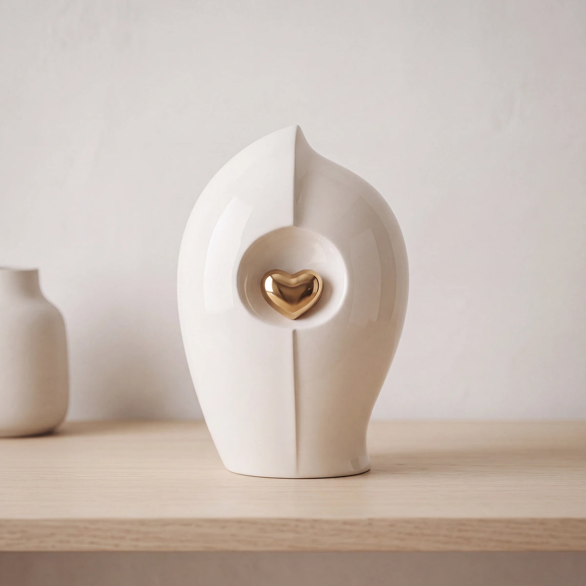 Enduring Heart Medium Urn for Ashes in Ivory and Gold