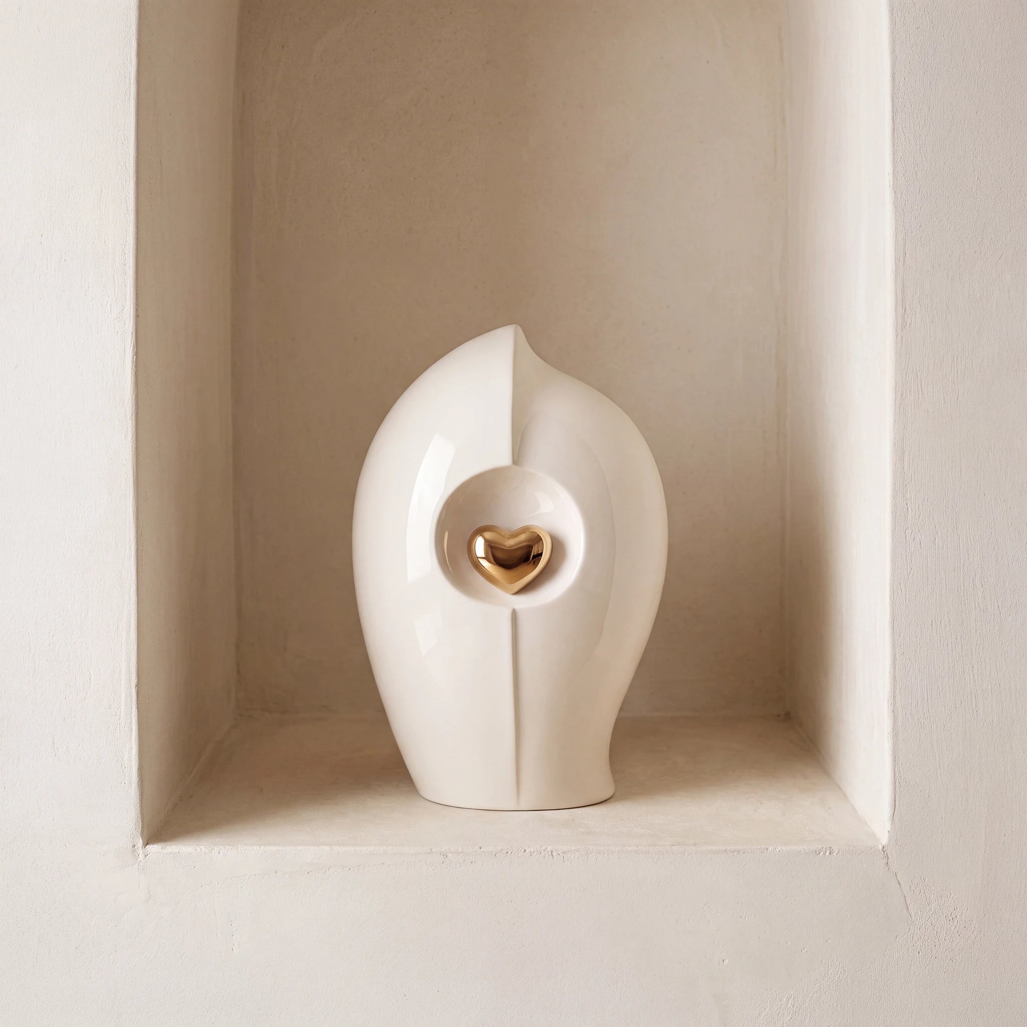 Enduring Heart Small Urn for Ashes in Ivory and Gold
