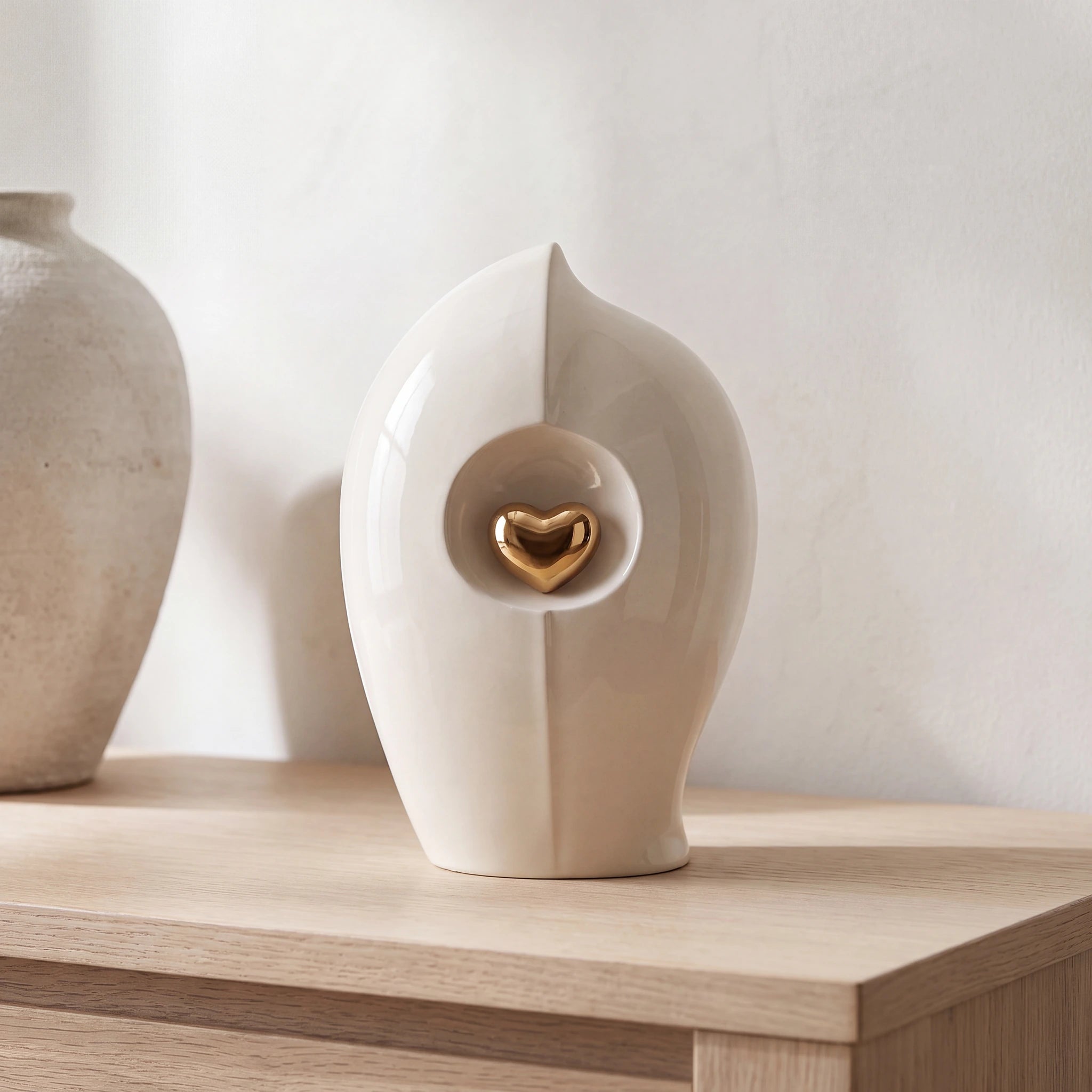 Enduring Heart Small Urn for Ashes in Ivory and Gold