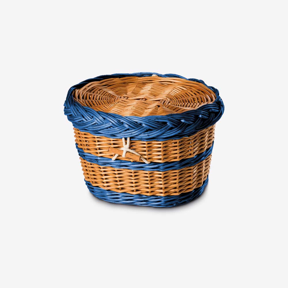 English Willow Biodegradable Urn for Ashes with Dark Blue Lid