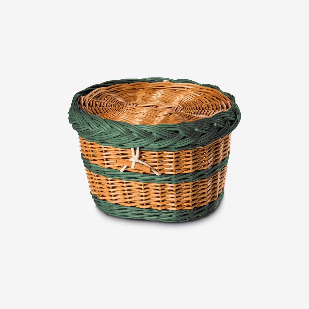English Willow Biodegradable Urn for Ashes with Dark Green Lid