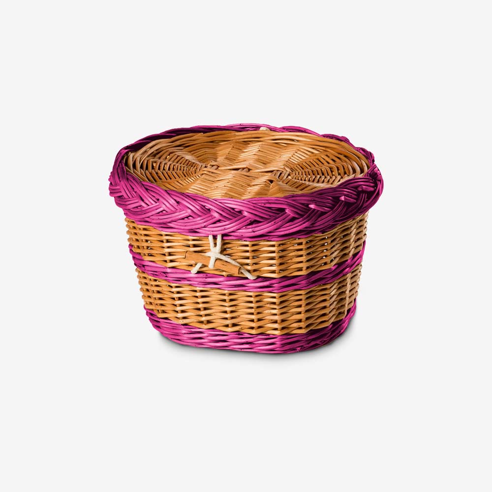 English Willow Biodegradable Urn for Ashes with Dark Pink Lid