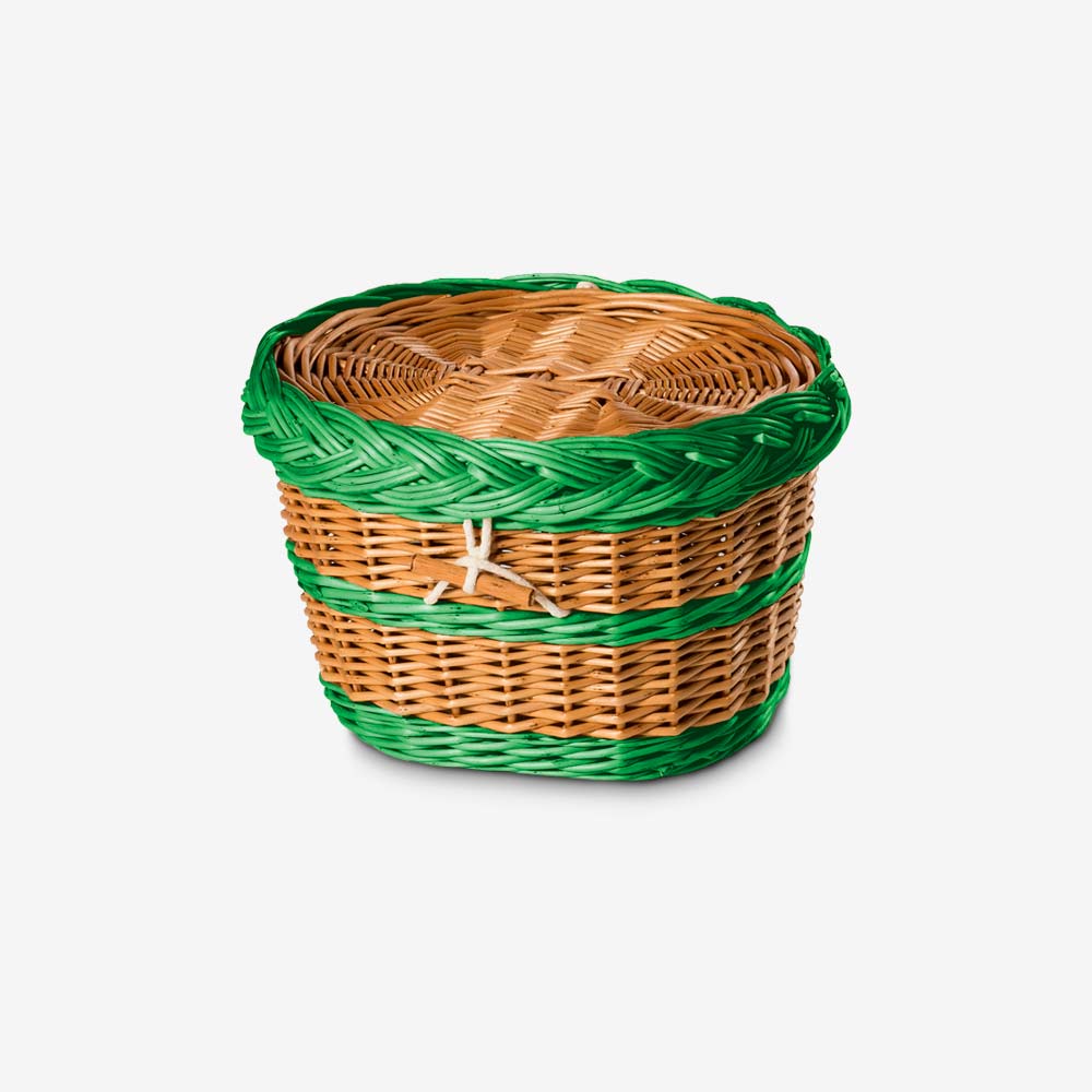 English Willow Biodegradable Urn for Ashes with Light Green Lid
