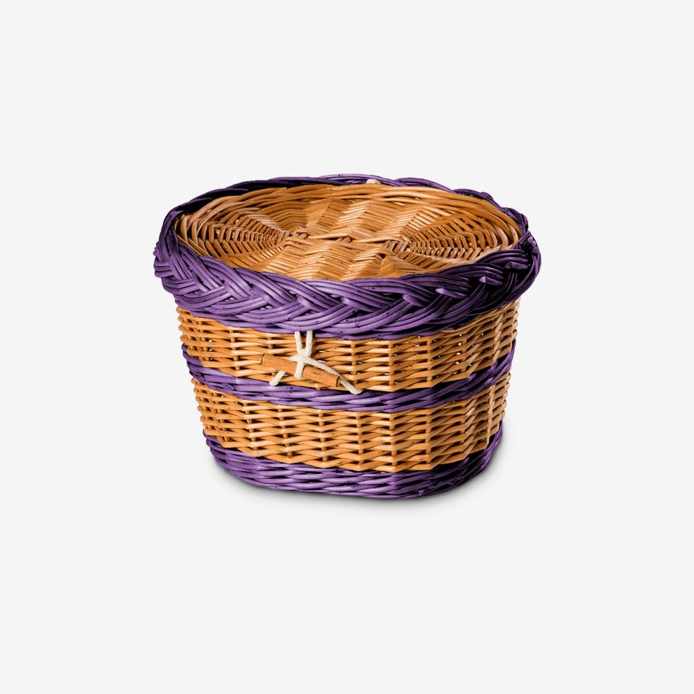 English Willow Biodegradable Urn for Ashes with Purple Lid