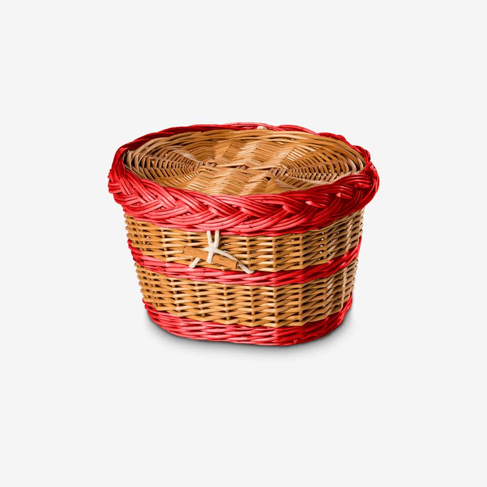 English Willow Biodegradable Urn for Ashes with Red Lid