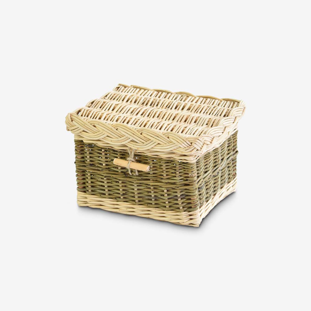 English Willow Moorland Square Biodegradable Urn for Ashes in Green