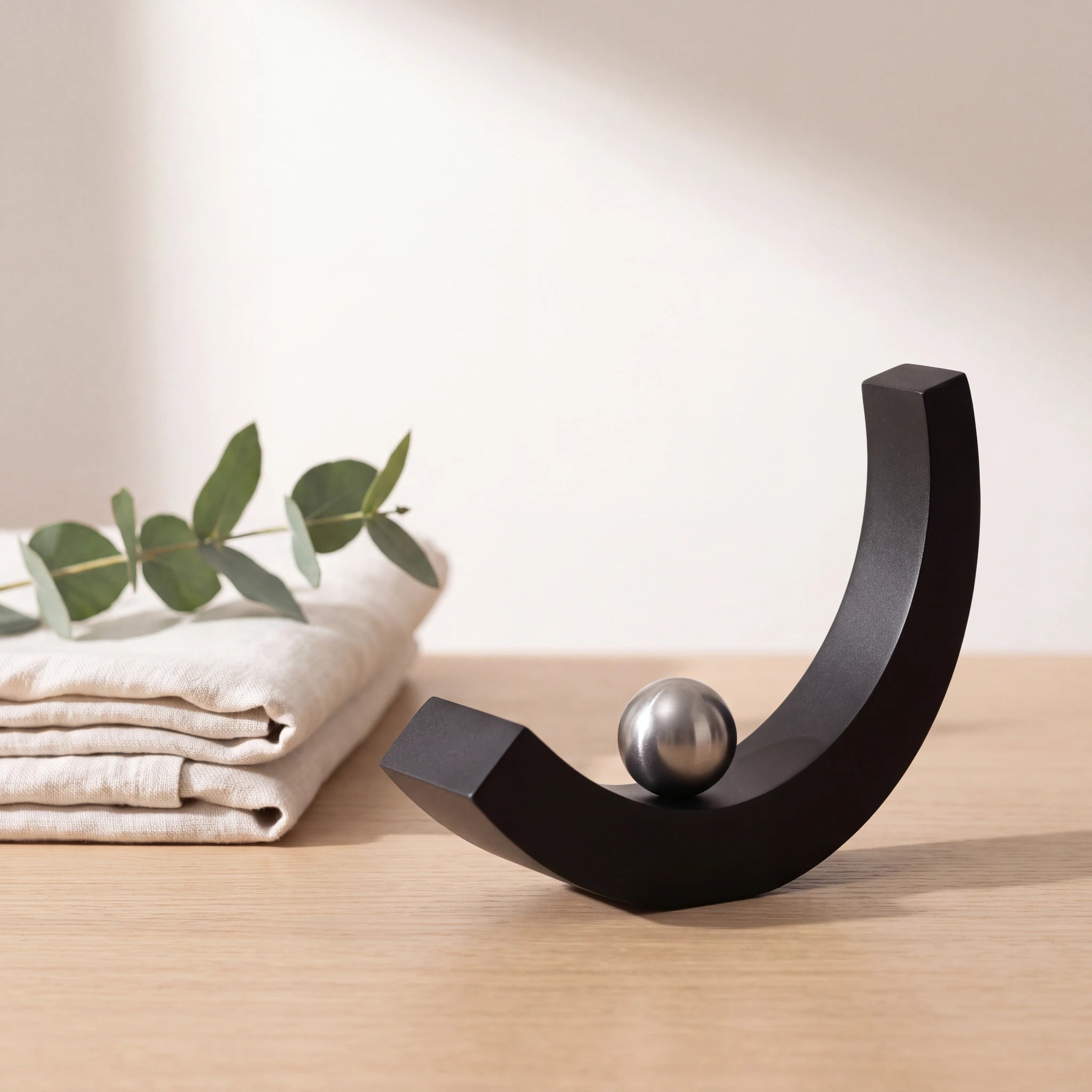 Equilibrium-Small-Urn-for-Ashes-in-Matte-Black-Stainless-Steel-Folded-Linen