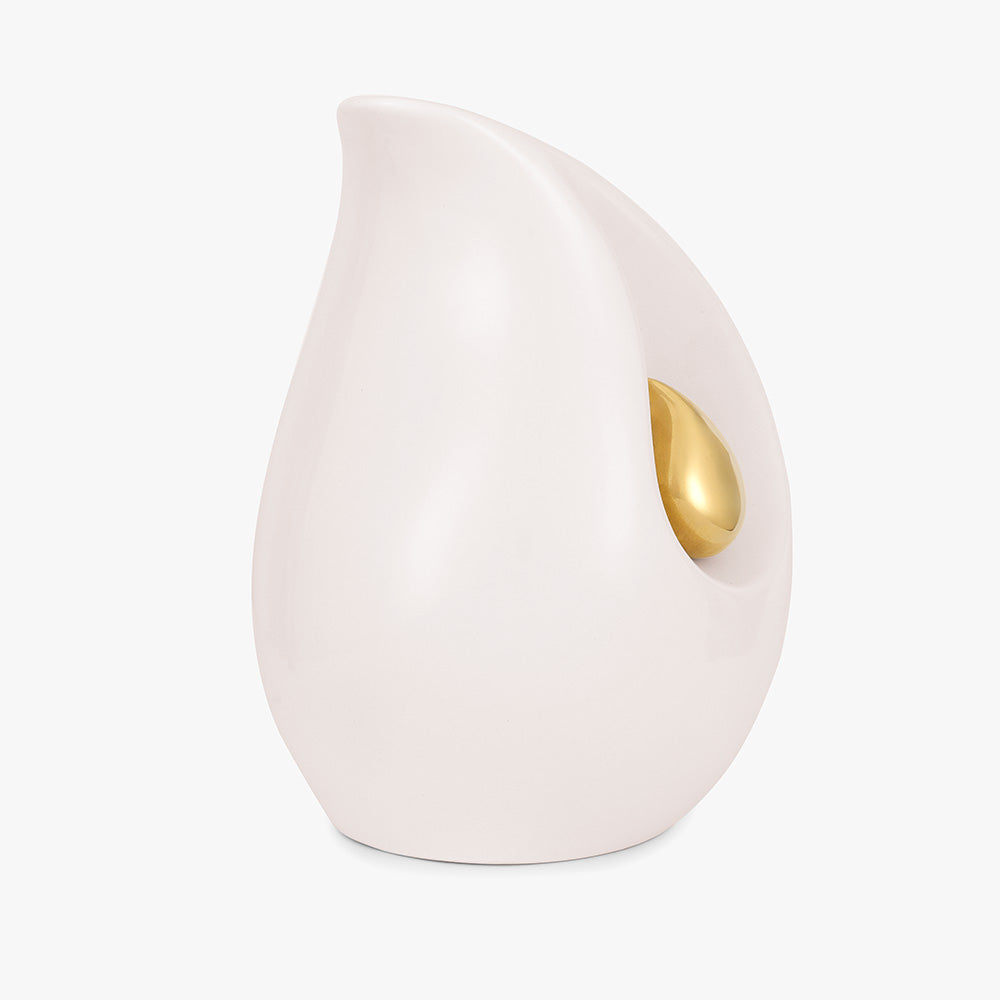 Eternal Flame Adult Cremation Urn for Ashes in White and Gold