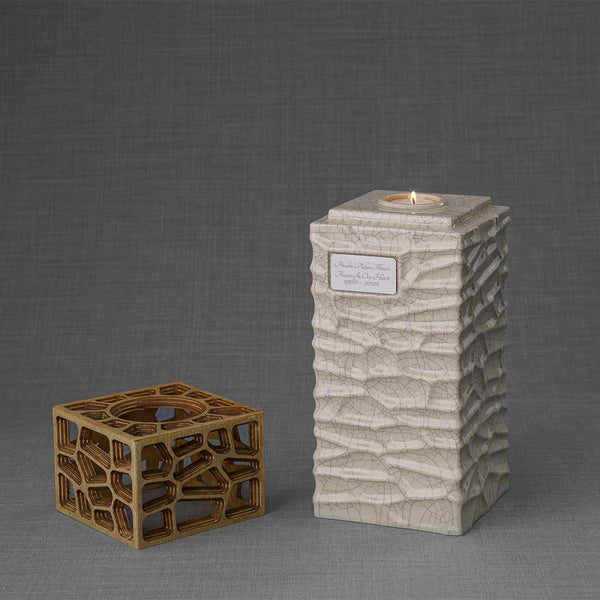 Eternal Lantern Candle Adult Cremation Urn for Ashes in Crackle Glaze