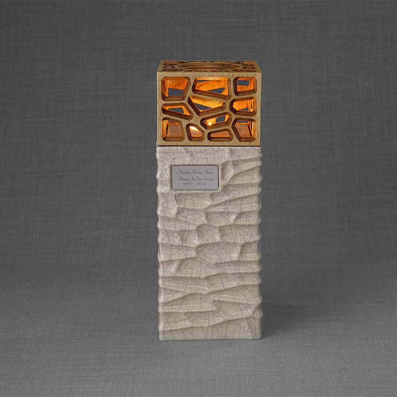 Eternal Lantern Candle Adult Cremation Urn for Ashes in Crackle Glaze